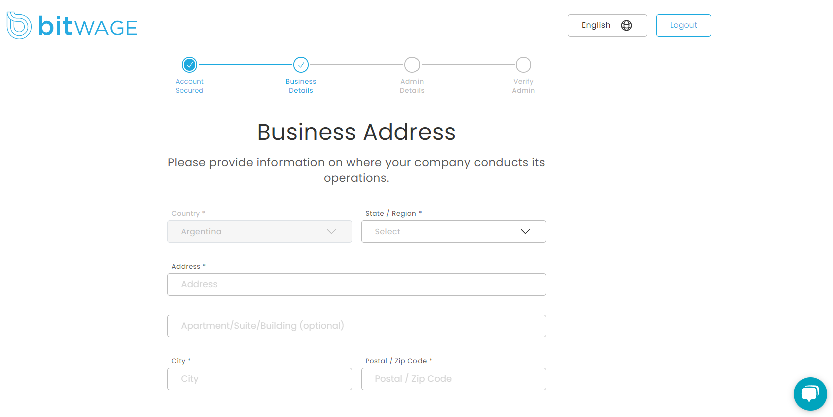 Bitwage website sign up 9