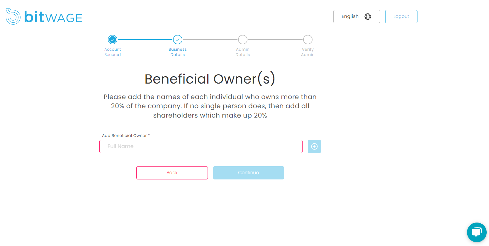 Bitwage website sign up 10