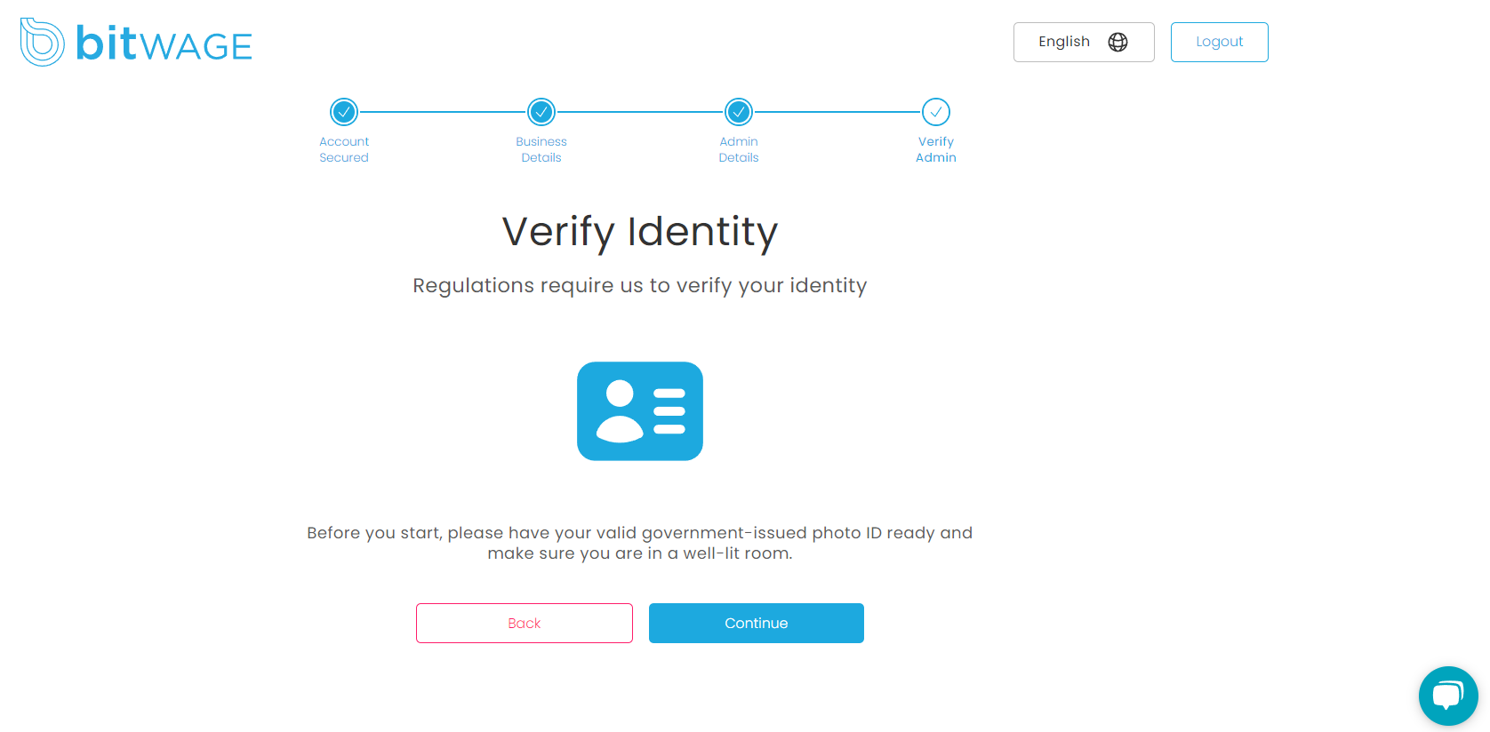 Bitwage website sign up 13