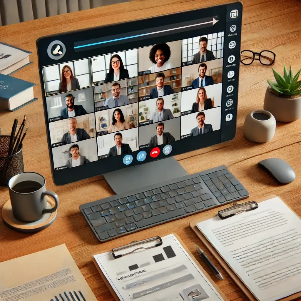 Person having a meeting on their laptop