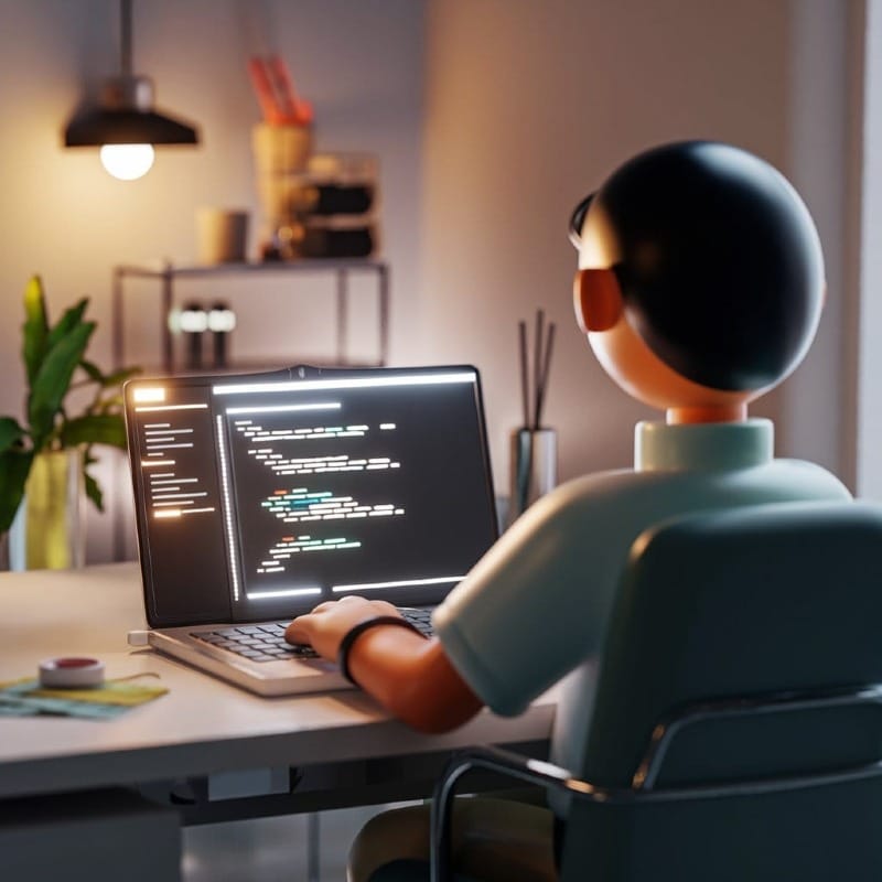 Image of person sitting at de